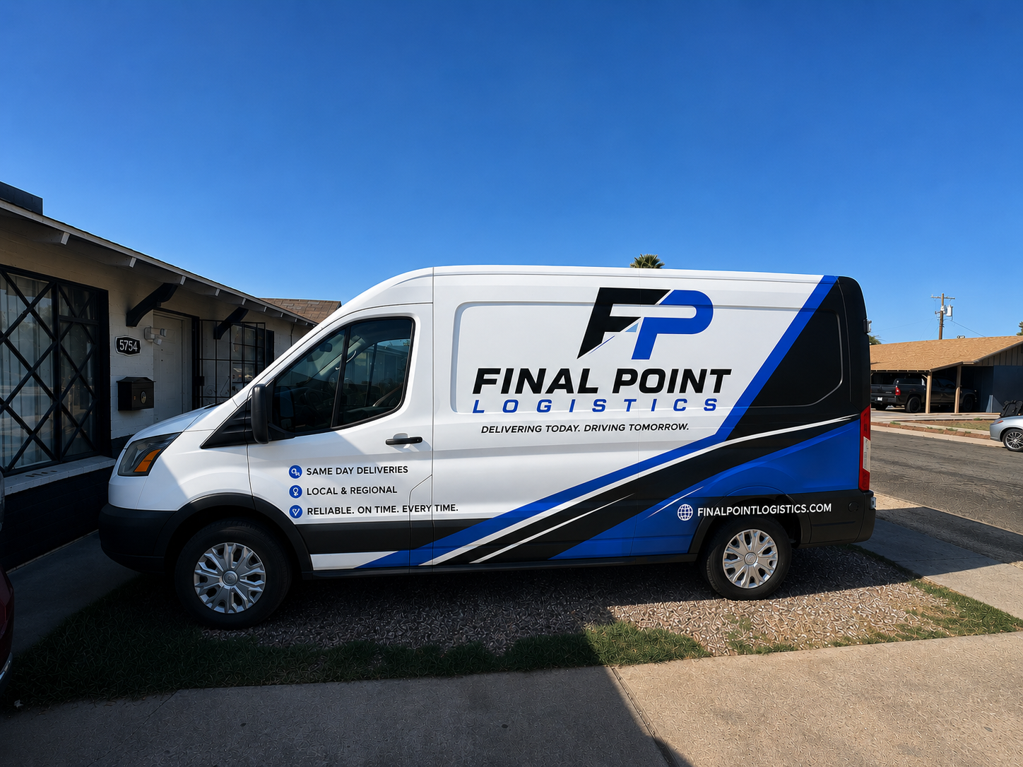 Final Point Logistics wrapped cargo van